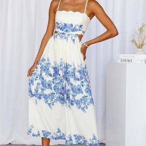 Blue + White Midi Dress